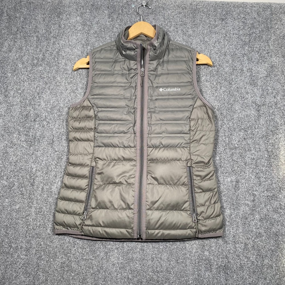Columbia Puffer Vest Womens‎ Extra Small Gray Duck Down 650 Fill Quilted Hiking